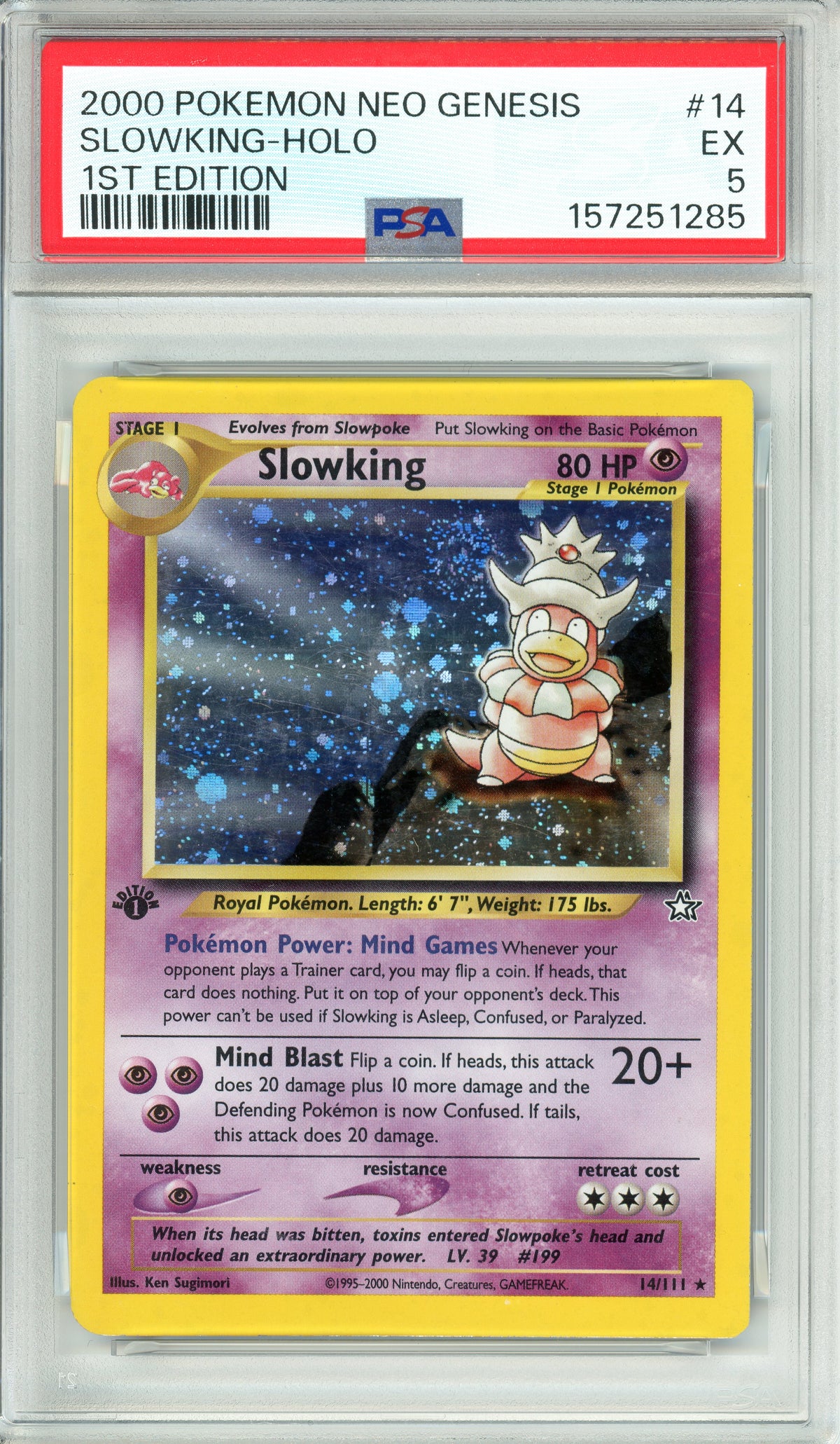 Pokemon Graded: Slowking 1st Edition 14/111 Neo Genesis (2000) Holo PSA 5