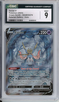 Pokemon Graded: Zacian V GG48/GG70 Crown Zenith (2023) Galarian Gallery Holo CGC 9