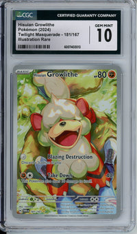 Pokemon Graded: Hisuian Growlithe 181/167 Twilight Masquerade (2024) IR Holo CGC 10