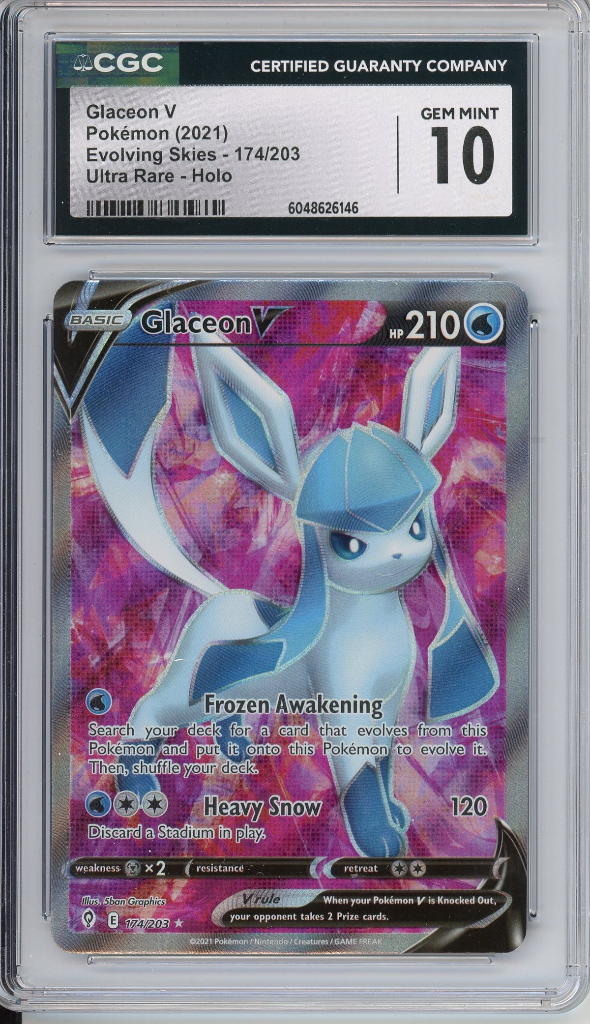 Pokemon Graded: Glaceon V 174/203 Evolving Skies (2021) Holo CGC 10