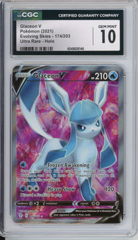 Pokemon Graded: Glaceon V 174/203 Evolving Skies (2021) Holo CGC 10