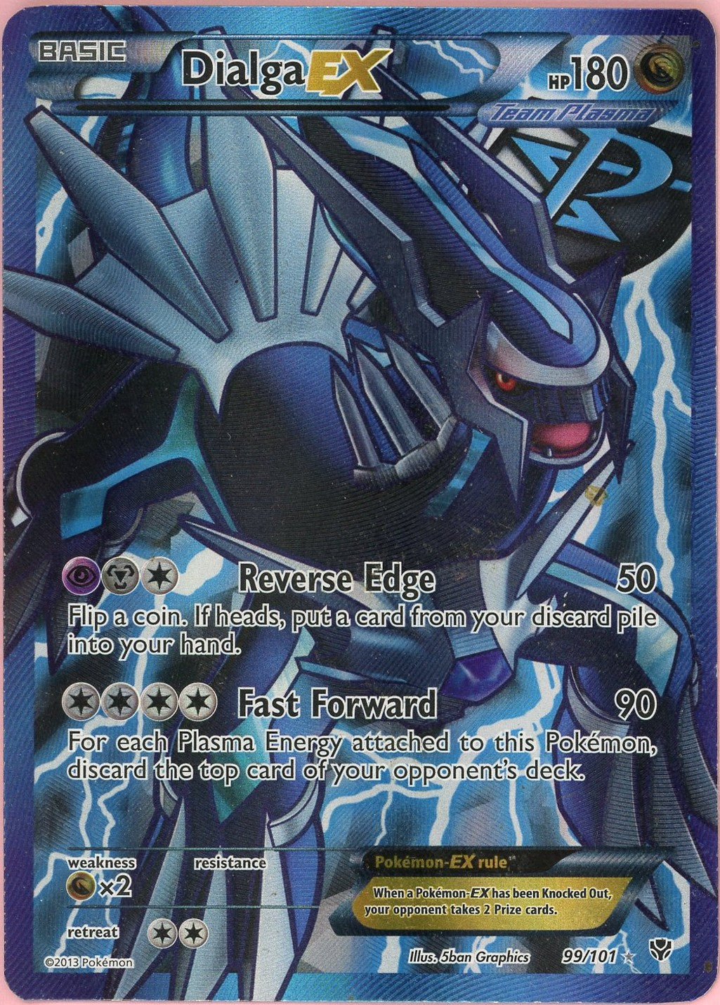 Pokemon Single: Dialga EX 99/101 Plasma Blast (2013) Full Art Holo DMG