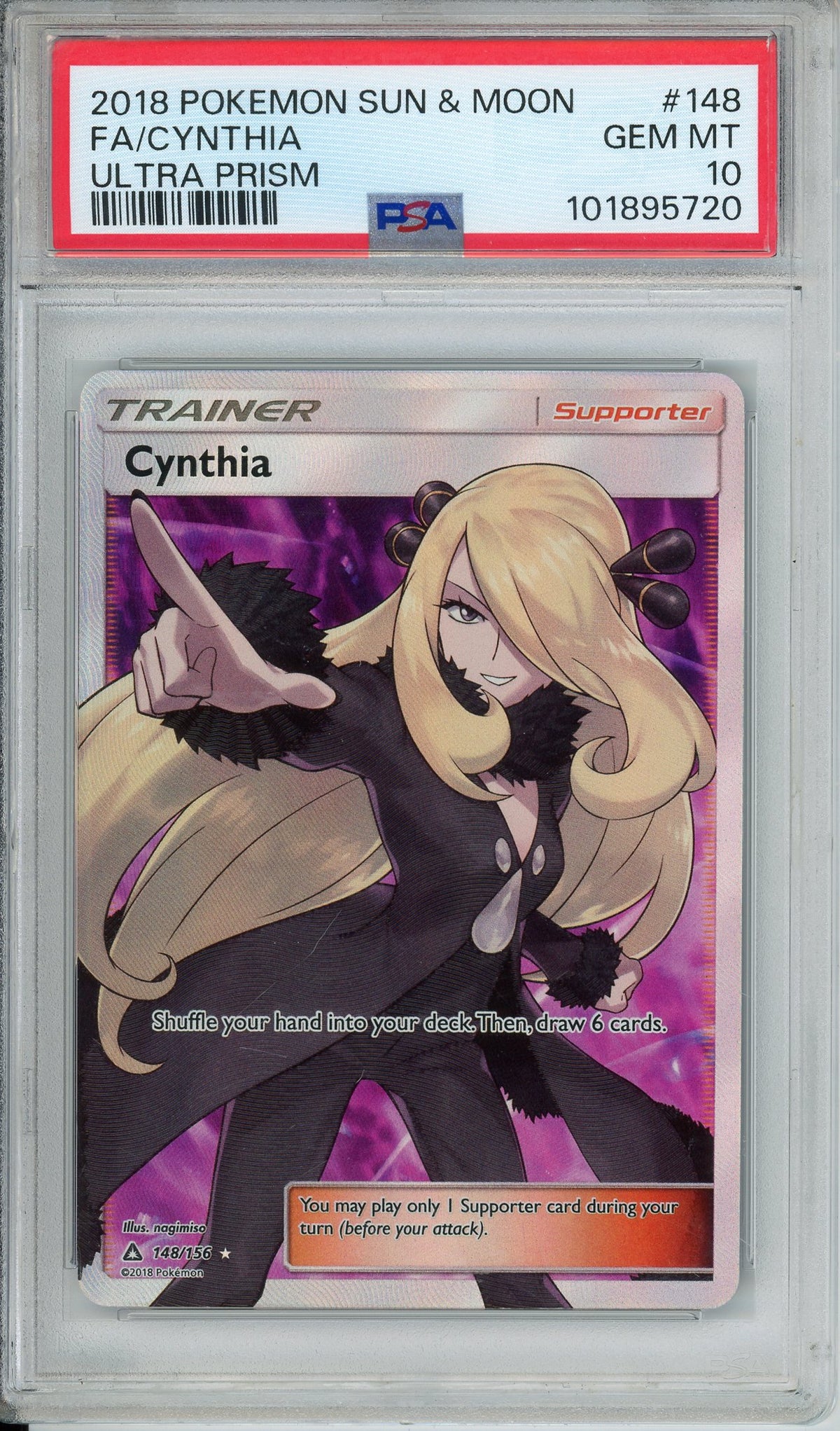 Pokemon Graded: Cynthia 148/156 Ultra Prism (2018) Full Art Holo PSA 10