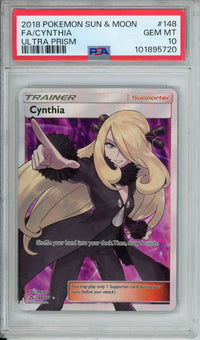 Pokemon Graded: Cynthia 148/156 Ultra Prism (2018) Full Art Holo PSA 10