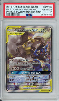 Pokemon Graded: Lucario & Melmetal GX #SM192 Power Partnership Tin Promo (2019) Holo PSA 10