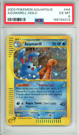 Pokemon Graded: Azumarill #H4 Aquapolis (2003) Holo PSA 6