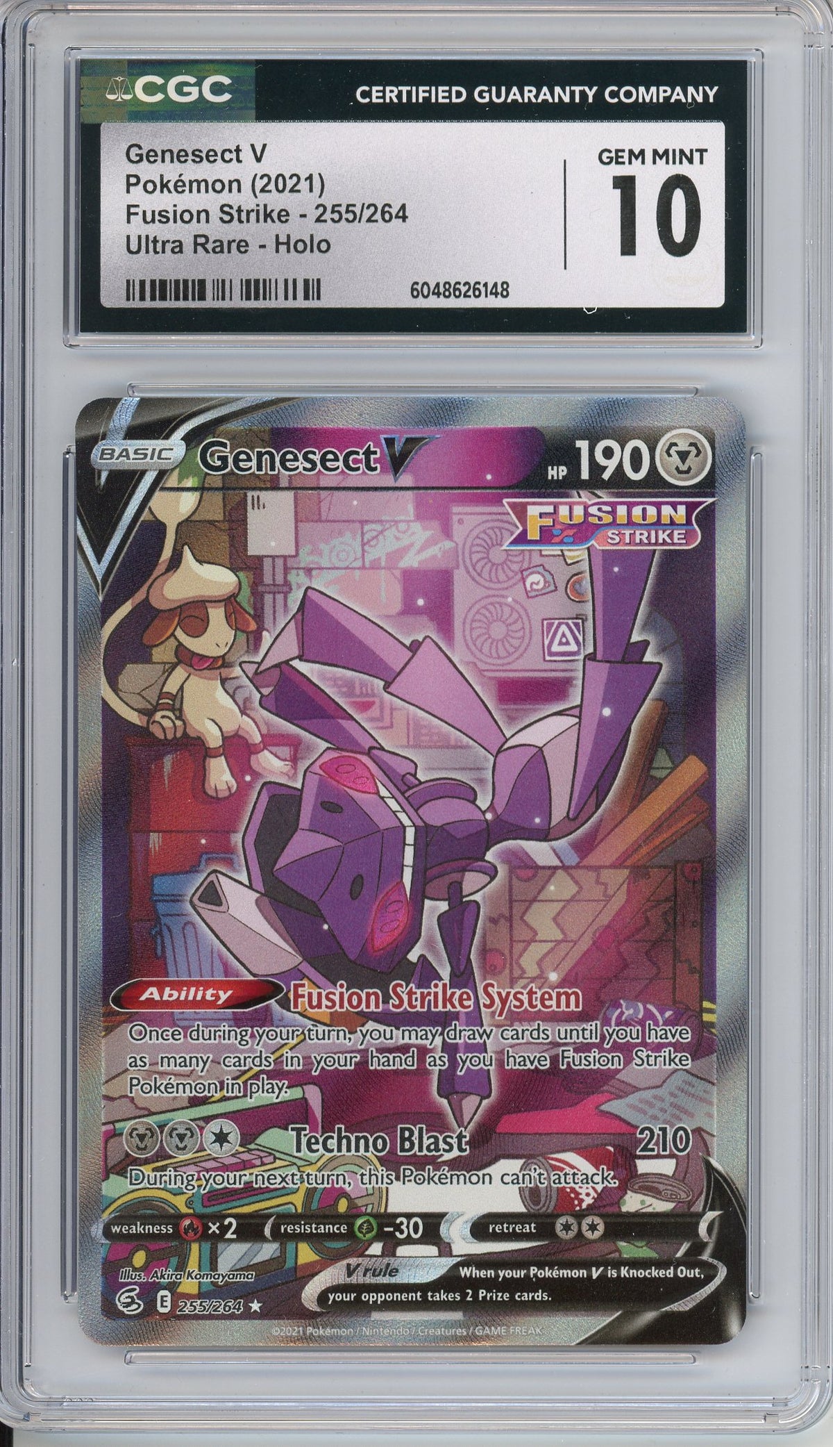 Pokemon Graded: Genesect V 255/264 Fusion Strike (2021) Holo CGC 10