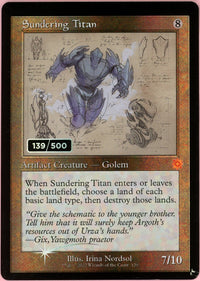MTG Single: Sundering Titan Serialized 139/500 Brother's War Retro Artifacts NM