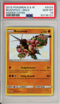 Pokemon Graded: Buzzwole SV24/SV94 Hidden Fates (2019) Shiny Holo PSA 10