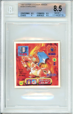 Pokemon Graded: Charizard #209 Hyper Sticker Amada (1997) Beckett 8.5
