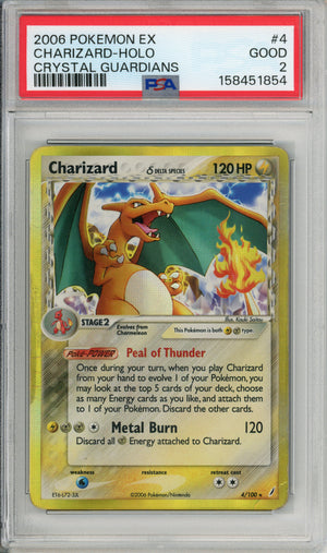 Pokemon Graded: Charizard Delta Species 4/100 Crystal Gaurdians (2006) Holo PSA 2