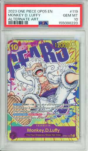 One Piece Graded: Monkey D. Luffy #119 OP05 Alternate Art (2023) PSA 10
