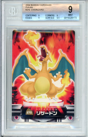 Pokemon Graded: JP Charizard #270 Zukan Bandai Carddass (2004) Beckett 9