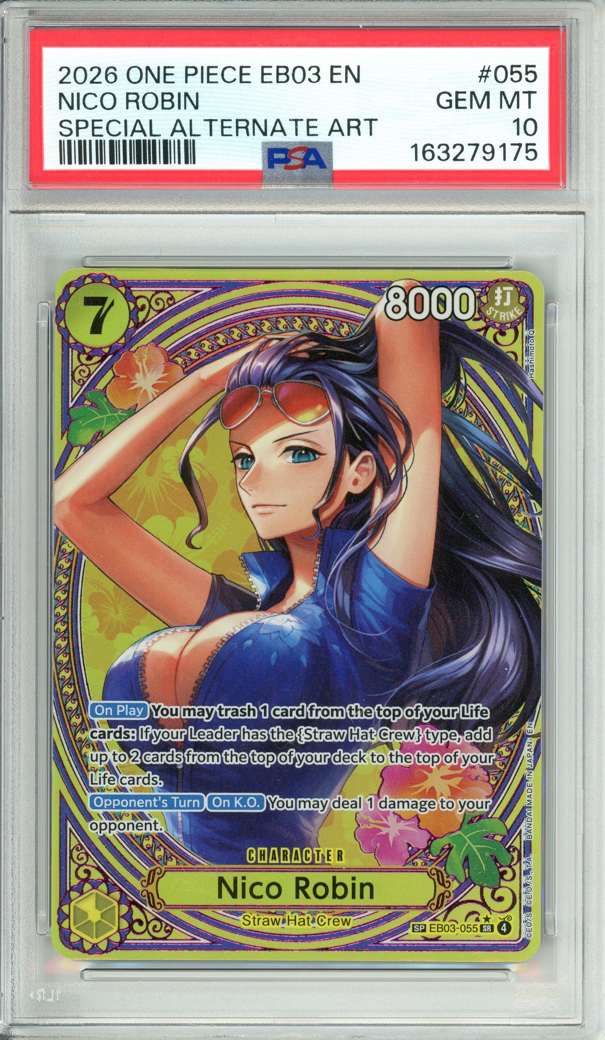 One Piece Graded: Nico Robin EB03 #55 Heroines Edition Special Alt Art PSA 10
