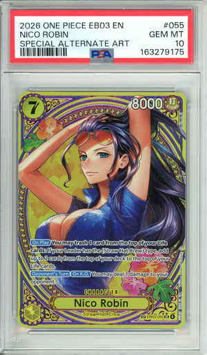 One Piece Graded: Nico Robin EB03 #55 Heroines Edition Special Alt Art PSA 10