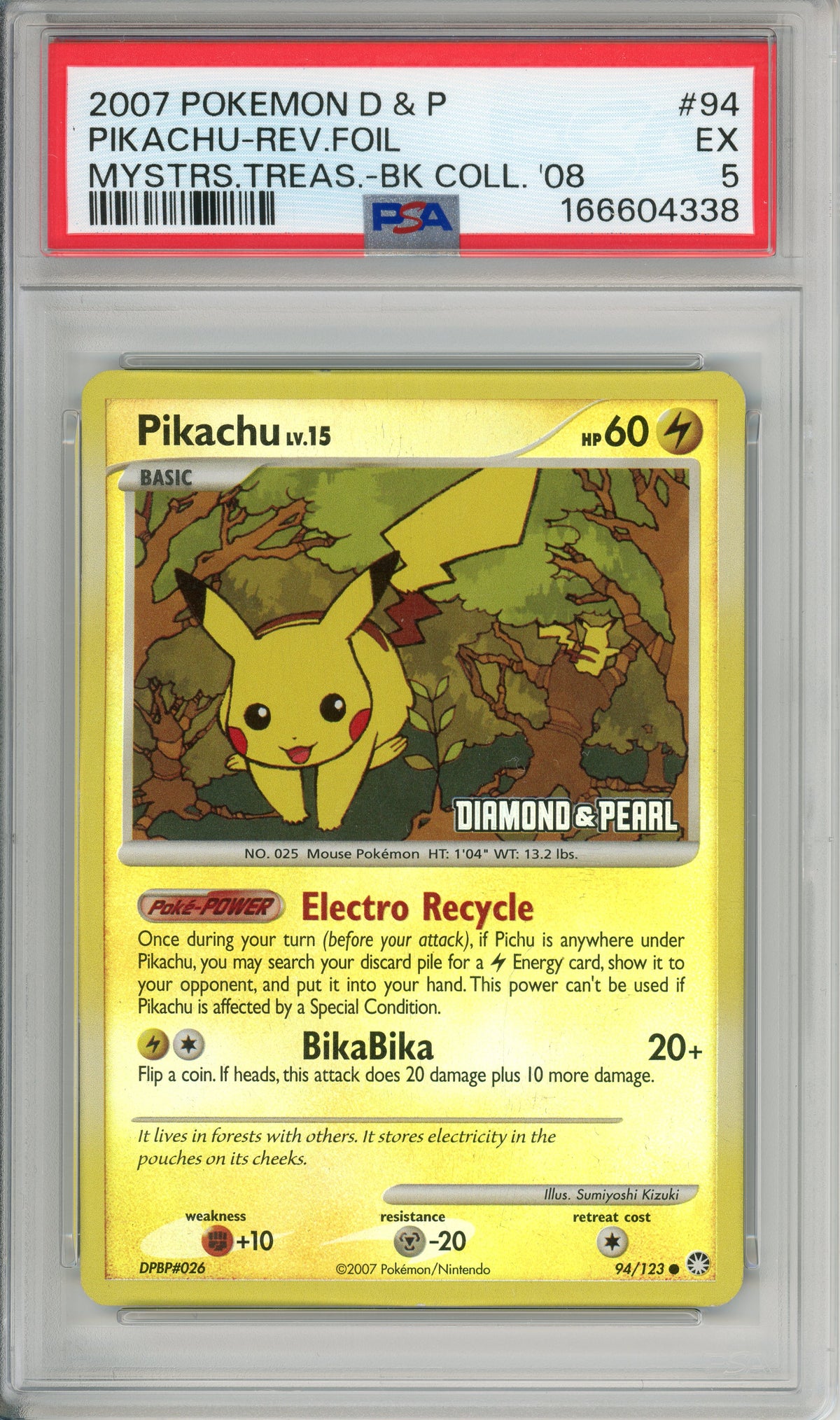 Pokemon Graded: Pikachu 94/123 Diamond & Pearl BK Promo (2007) Reverse Foil PSA 5