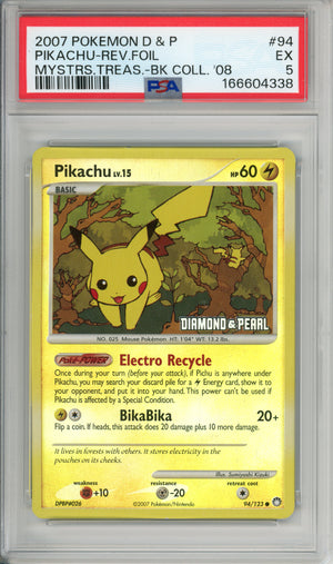 Pokemon Graded: Pikachu 94/123 Diamond & Pearl BK Promo (2007) Reverse Foil PSA 5