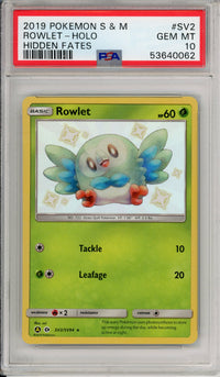 Pokemon Graded: Rowlet SV2/SV94 Hidden Fates (2019) Shiny Holo PSA 10