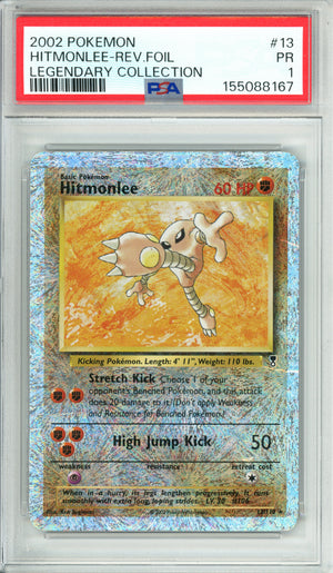 Pokemon Graded: Hitmonlee 13/110 Legendary Collection (2002) Rev. Foil PSA 1