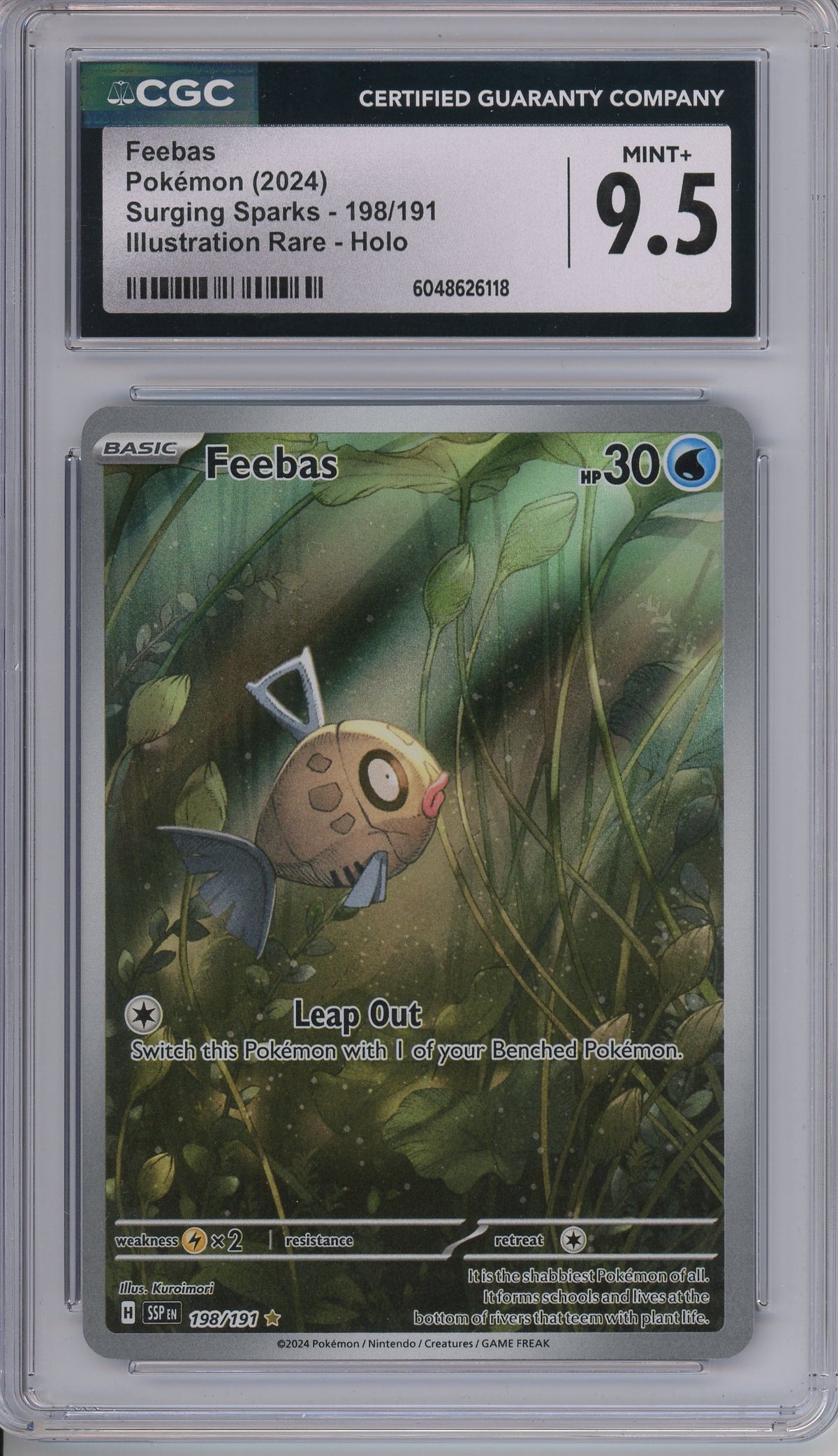 Pokemon Graded: Feebas 198/191 Surging Sparks (2024) IR Holo CGC 9.5