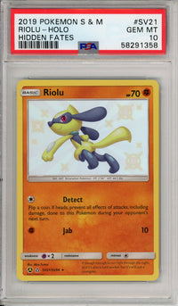 Pokemon Graded: Rioulu SV21/SV94 Hidden Fates (2019) Shiny Holo PSA 10