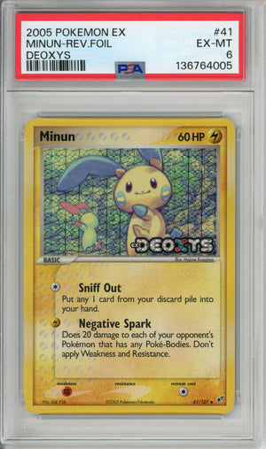 Pokemon Graded: Minun 41/107 Deoxys (2005) Reverse Foil PSA 6