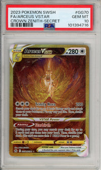 Pokemon Graded: Arceus VSTAR GG70/GG70 Crown Zenith (2023) Gold Secret Rare PSA 10