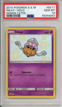 Pokemon Graded: Inkay SV17/SV94 Hidden Fates (2019) Shiny Holo PSA 10
