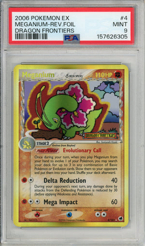 Pokemon Graded: Meganium Delta Species 4/101 Dragon Frontiers (2006) Reverse Foil PSA 9