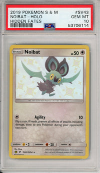Pokemon Graded: Noibat SV43/SV94 Hidden Fates (2019) Shiny Holo PSA 10