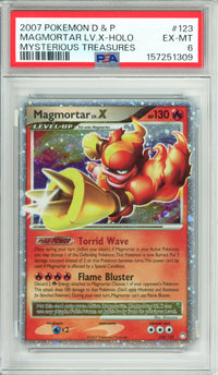 Pokemon Graded: Magmortar LV. X 123/123 Mysterious Treasures (2007) PSA 6