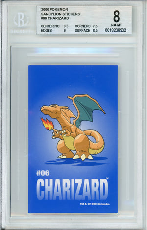 Pokemon Graded: #06 Charizard Sandylion Stickers (2000) Beckett 8