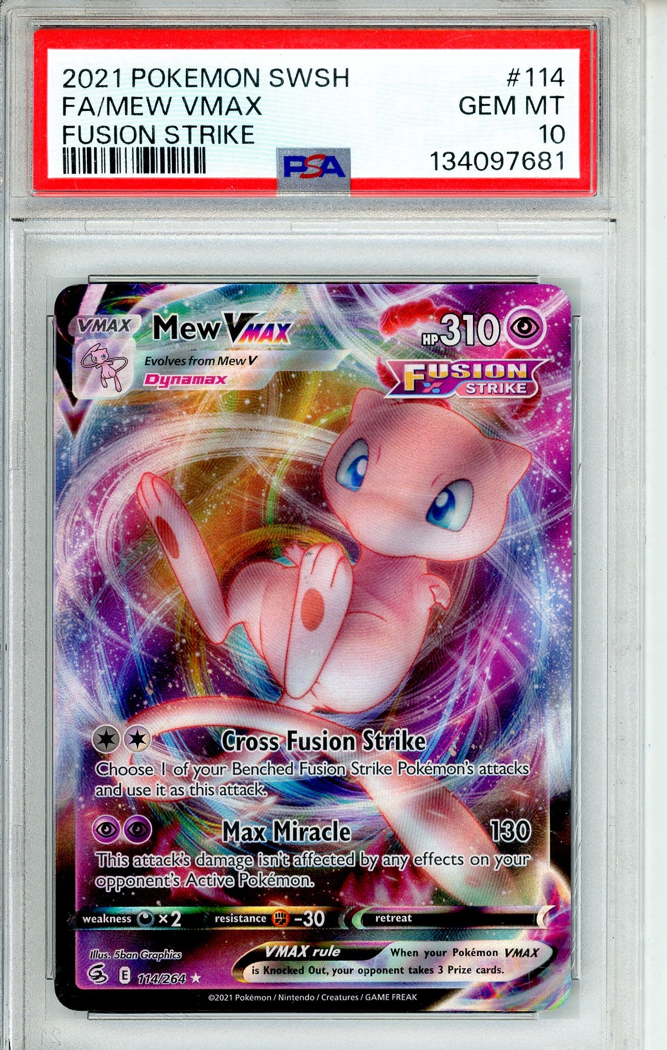 Pokemon Graded: Mew VMAX 114/264 Fusion Strike (2021) Full Art PSA