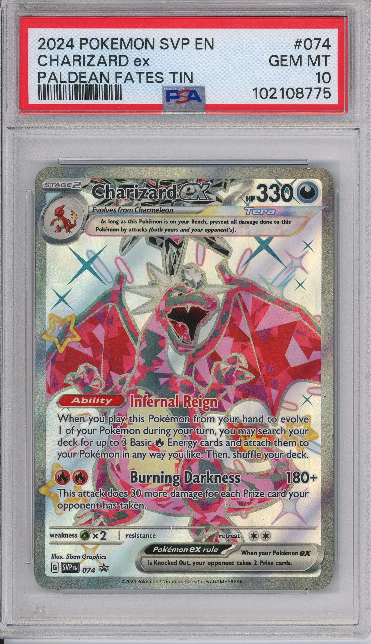 Pokemon Graded: Charizard ex #74 Paldean Fates Promo (2024) Holo PSA 10