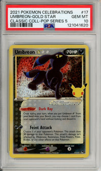 Pokemon Graded: Umbreon Gold Star 17/17 Celebrations Classic Collection POP Series 5 (2021) Holo PSA 10
