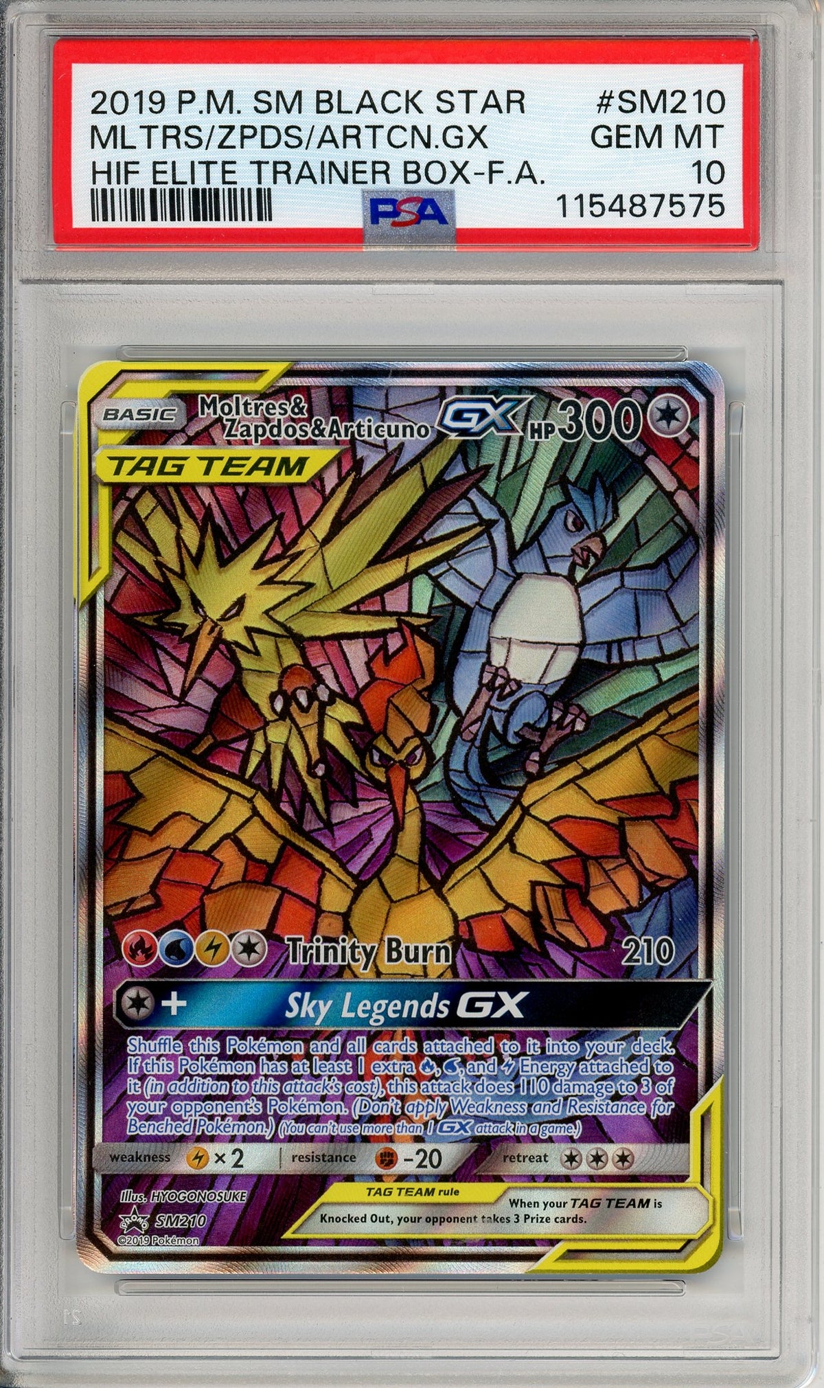 Pokemon Graded: Moltres & Zapdos & Articuno #SM210 Hidden Fates ETB Promo (2019) Full Art Holo PSA 10