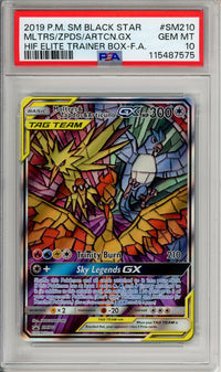 Pokemon Graded: Moltres & Zapdos & Articuno #SM210 Hidden Fates ETB Promo (2019) Full Art Holo PSA 10