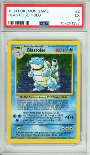 Pokemon Graded: Blastoise 2/102 Base Set (1999) Holo PSA 5
