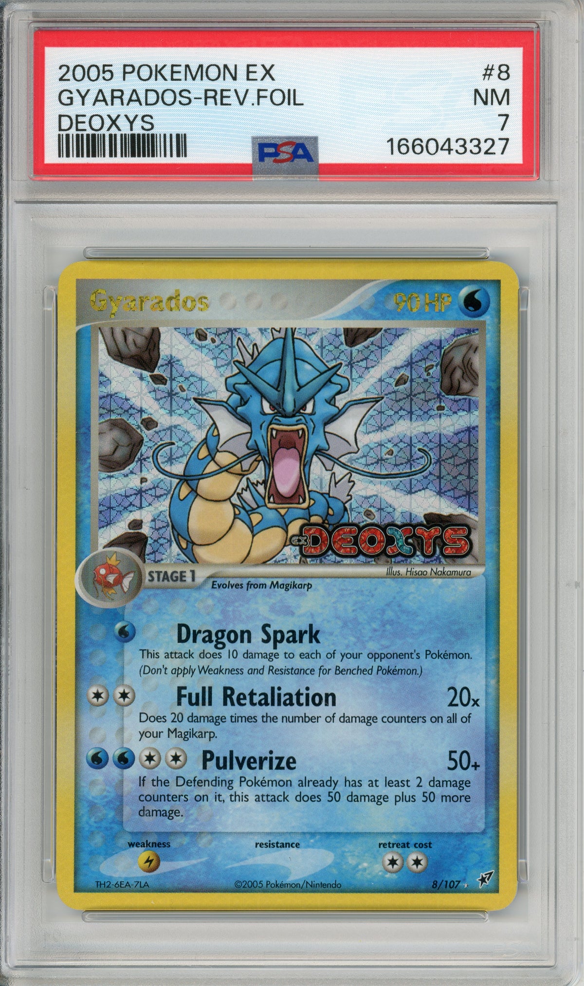 Pokemon Graded: Gyarados 8/107 EX Deoxys (2005) Reverse Foil PSA 7