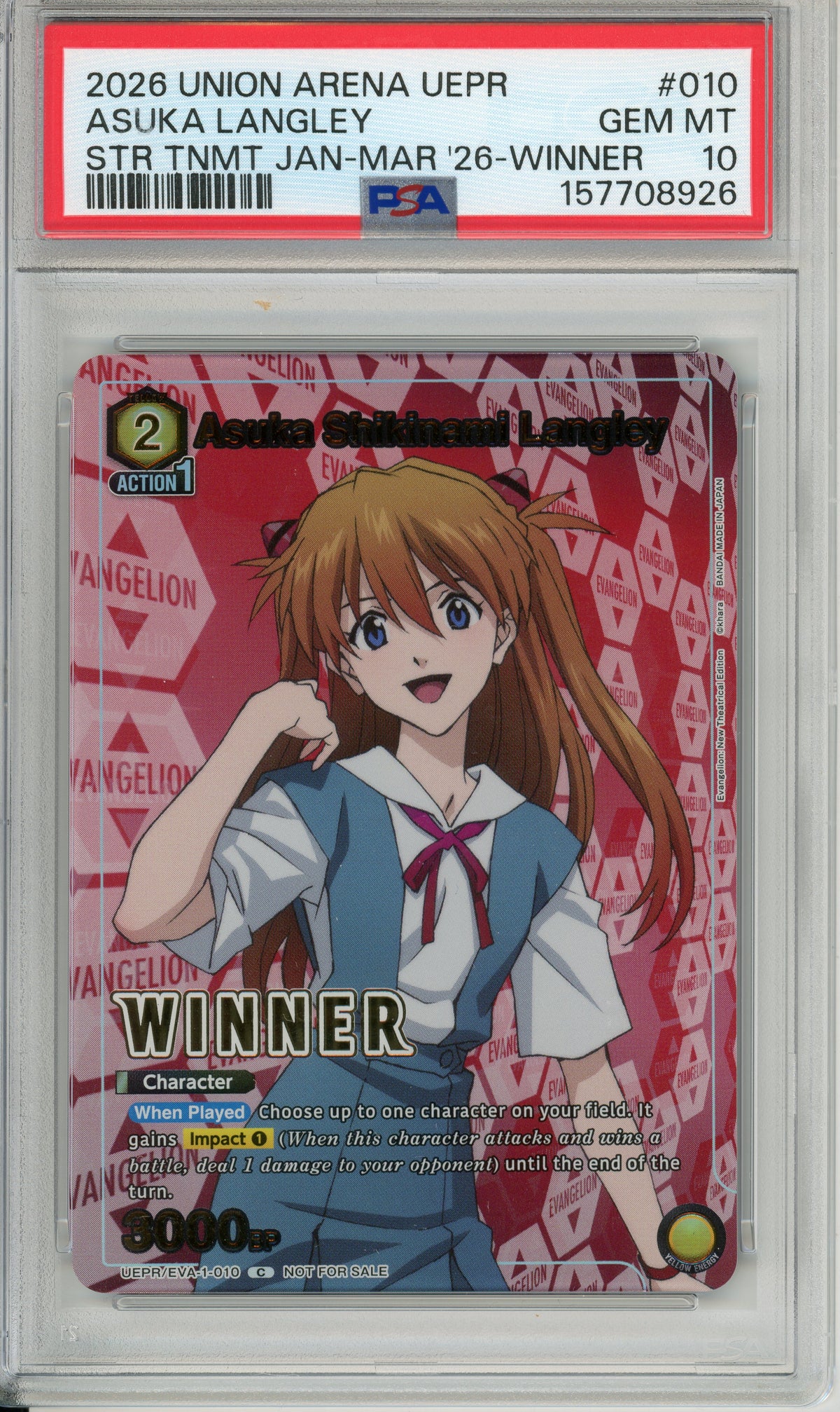 Union Arena: Asuka Langley STR TNMT Jan-Mar 26- Winner #010 PSA 10