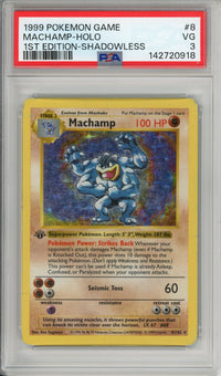 Pokemon Graded: Machamp 1st Edition Shadowless 8/102 Holo PSA 3