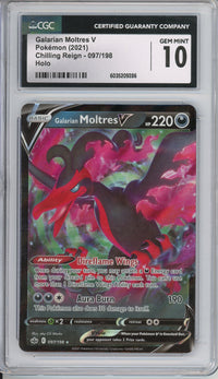 Pokemon Graded: Galarian Moltres V 97/198 Chilling Reign (2021) Holo CGC 10