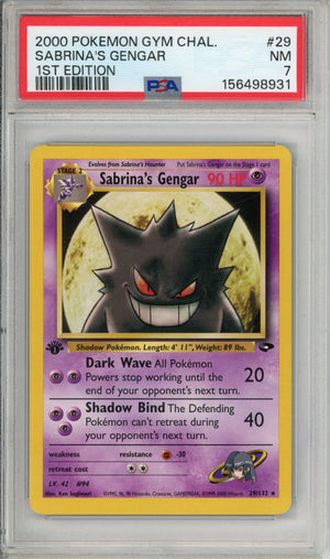 Pokemon Graded: Sabrina's Gengar 1st Edition 29/132 Gym Challenge (2000) PSA 7