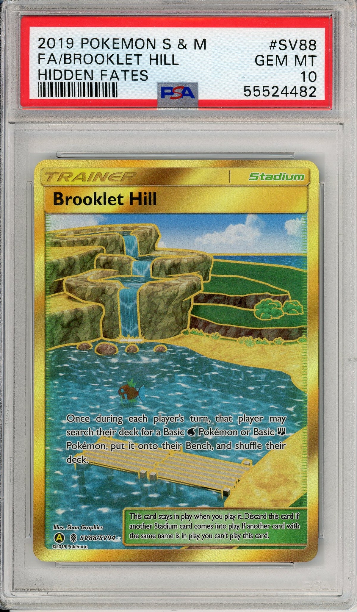 Pokemon Graded: Brooklet Hill SV88/SV94 Hidden Fates (2019) Gold Full Art PSA 10