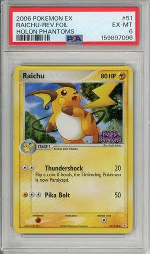 Pokemon Graded: Raichu 51/110 Holon Phantoms (2006) Reverse Foil PSA 6