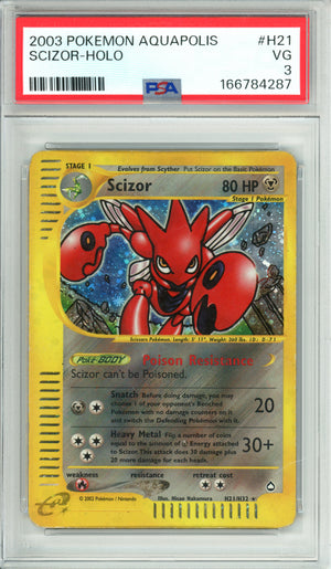 Pokemon Graded: Scizor H21/H32 Aquapolis (2003) Holo PSA 3