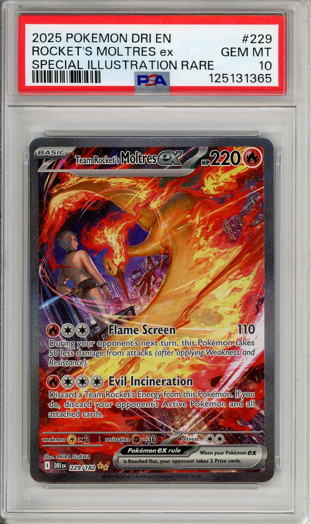 Pokemon Graded: Team Rocket's Moltres ex 229/182 Destined Rivals (2025) SIR Holo PSA 10