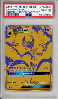 Pokemon Graded: Lunala GX #SM103a Hidden Fates (2019) Gold Promo PSA 10