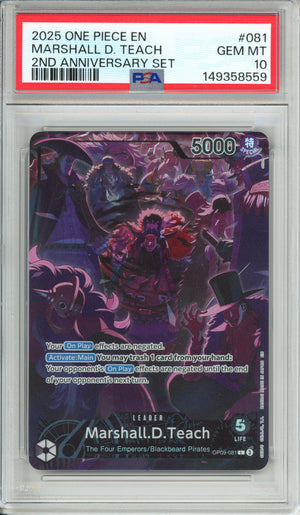 One Piece Graded: Marshall D. Teach OP09-081 2nd Anniversary Set PSA 10