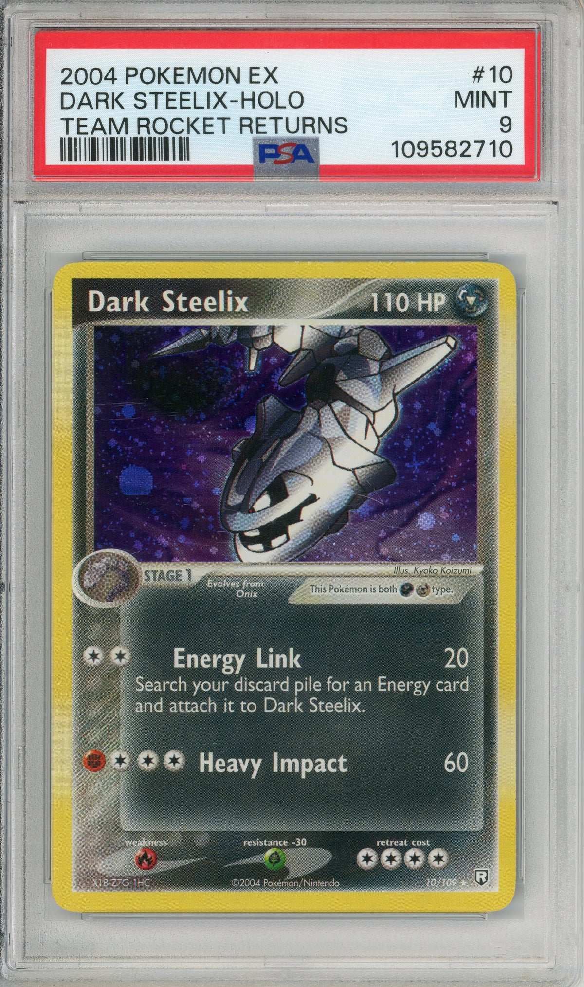 Pokemon Graded: Dark Steelix 10/109 Team Rocket Returns (2004) Holo PSA 9